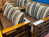 Teak Modern sofa set with glass top stool 7189