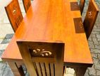 Teak Modern Wooden Top Dining Table and Heavy 6 Chairs Code 83836