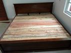 teak queen size box bed (72-60) (B-6)