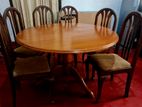 Teak Round Dining Table with 6 Chairs