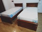 teak single bed with spring mattress (E-5)
