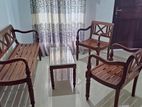 Antique Teak Sofa Set with Stool