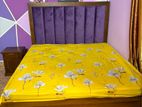 Teak Super King Bed with Cushioned Headboard