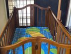 Teak Wood Baby Cot with Mattress