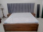 Teak Wood Cushion Bed with Side Cupboard
