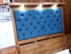 teak wood cushion bed with side cupboard