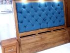 Teak Wood Cushion Bed With Side Cupboard