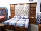 Teak Wood Cushion Bed with Two Cupboard