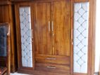 Teak Wood Cushion Four Doors Wardrobe