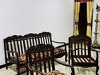 Teak Wood Sofa Set - 3 Seater 2 Single Chairs