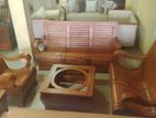 Teak Wooden Sofa Set with Glass Stool