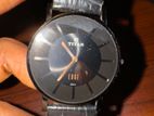 Titan Edge Black Dial Leather Strap Watch - Gents