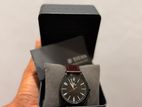 Titan Men's Black Dial Analog Watch with Brown Leather Strap