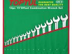 Toptul 15° Offset Standard Combination Wrench Set - Pouch Bag 14 Pcs