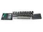 Toptul 37PCS 1/4", 3/8" & 1/2" DR. 6PT Deep Socket Rail Set - Metric