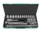 TOPTUL 6PT 24PCS 1/2" DR. Socket Set - Satin