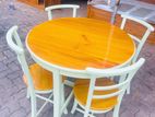 Treated Mahogany Pastal Color Dining Table with 4 Chairs