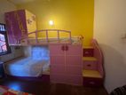 Girl's Two Beds with Cupboards Set