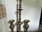Two Valuable Brass Vases with A Lamp Set