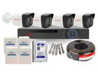 CCTV 2MP 4 Camera with Full Set (4CH DVR, Hard, Jack, Cable)