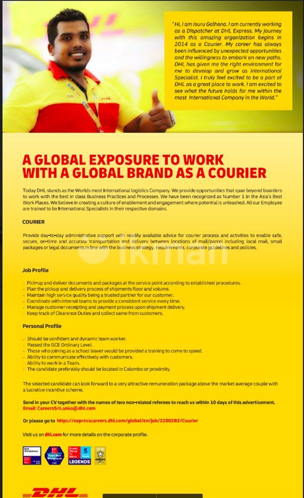 Courier Vacancy Colombo 2 ikmanJOBS