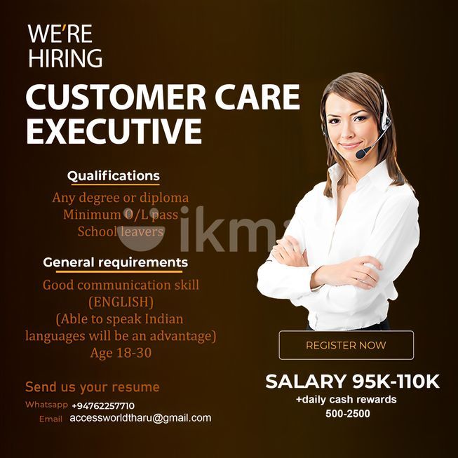 Customer Care Executive Vacancy Colombo 3 ikmanJOBS
