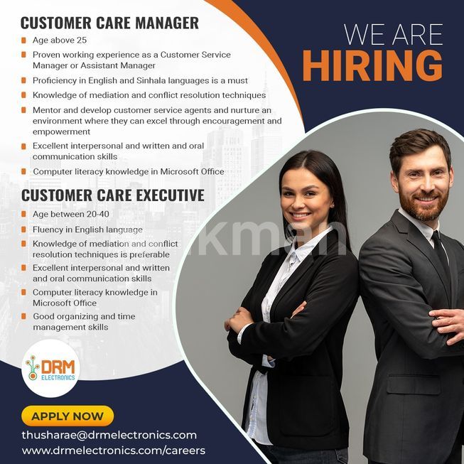 Customer Care Executive Vacancy Dehiwala ikmanJOBS