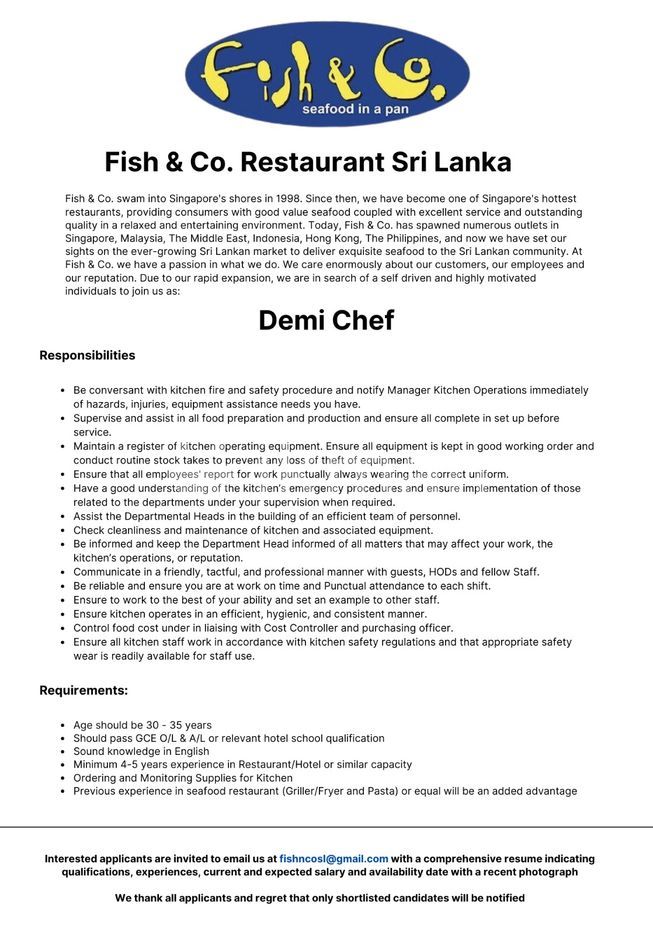 Demi Chef De Partie Vacancy Colombo 5 IkmanJOBS demi-chef-de-partie-vacancy-colombo-5-ikmanjobs