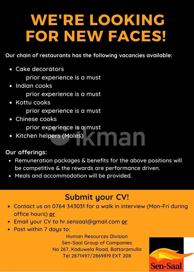 Kitchen Helper (Male) Vacancy Battaramulla ikmanJOBS