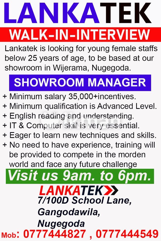 Showroom Sales Assistant Vacancy Colombo 11 Ikmanjobs 6255