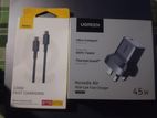 Ugreen 45W USB-C GaN Fast Charger + Baseus 100W Type-c to Tye-c cable