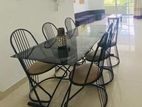 Steel Glass Table with Chairs