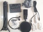 V8 Sound Card 240 Condenser Microphone Mic Full Set