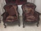 Victorian-Style Carved Wooden Armchairs (Pair)