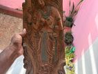 Vintage Carved Wood Statue of Ancient Asian Women