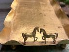 Vintage Decorative Tray with Twin Horse Figurines