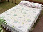 Teak 4 Feet Double Bed with Carved Headboard