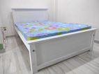 White -6x4 Teak Box Bed With Double Layer Mettress