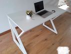 White Computer table with steel K shape (101)