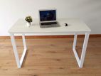 White computer table with steel leg (099)