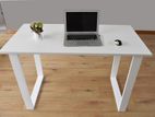 White Computer Table with Steel Leg (Powder Coated) (099)