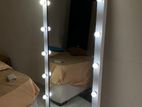 White Framed Mirror with Bulbs