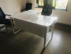 White L Shaped Table with Steel Leg (powder coated)