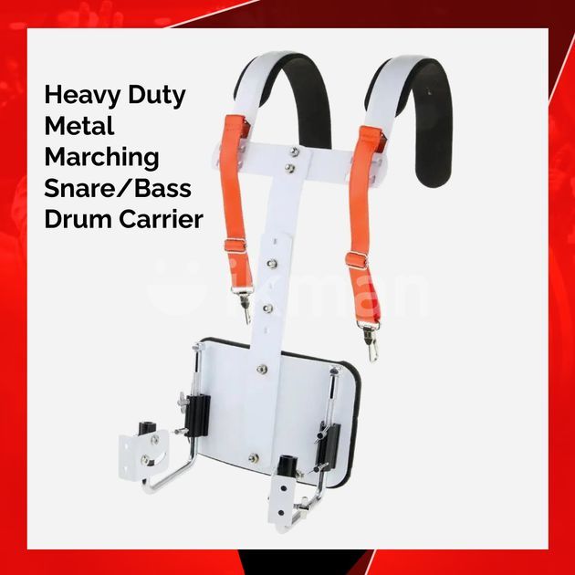 White Marching Snare Drum Carrier Bass Shoulder Harness, for Sale in