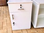 White Melamine Bedside Cupboard .