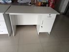 White Melamine Writing Table with Cupboard