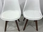 White Plastic chair with Wooden legs