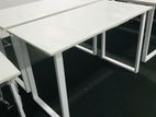 white steel leg table (powder coated) (099)