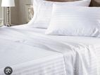 White Striped king size Bed Sheets 1 sheet with 2 pillow cases