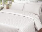 White Striped King Size Bed Sheets Hotel Grade with 2 Pillow Cases